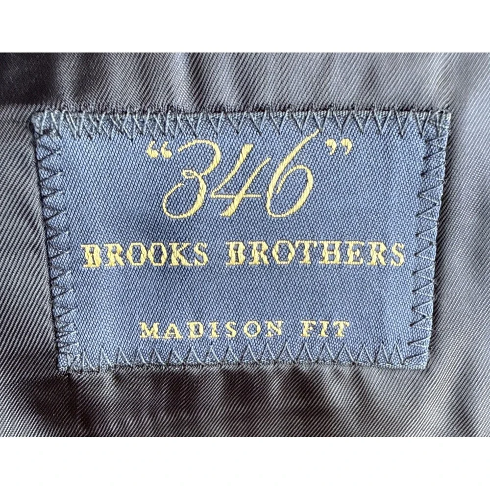 Brooks Brothers 346 Madison Fit Blazer Navy Gold Logo Buttons Men’s Size 46L